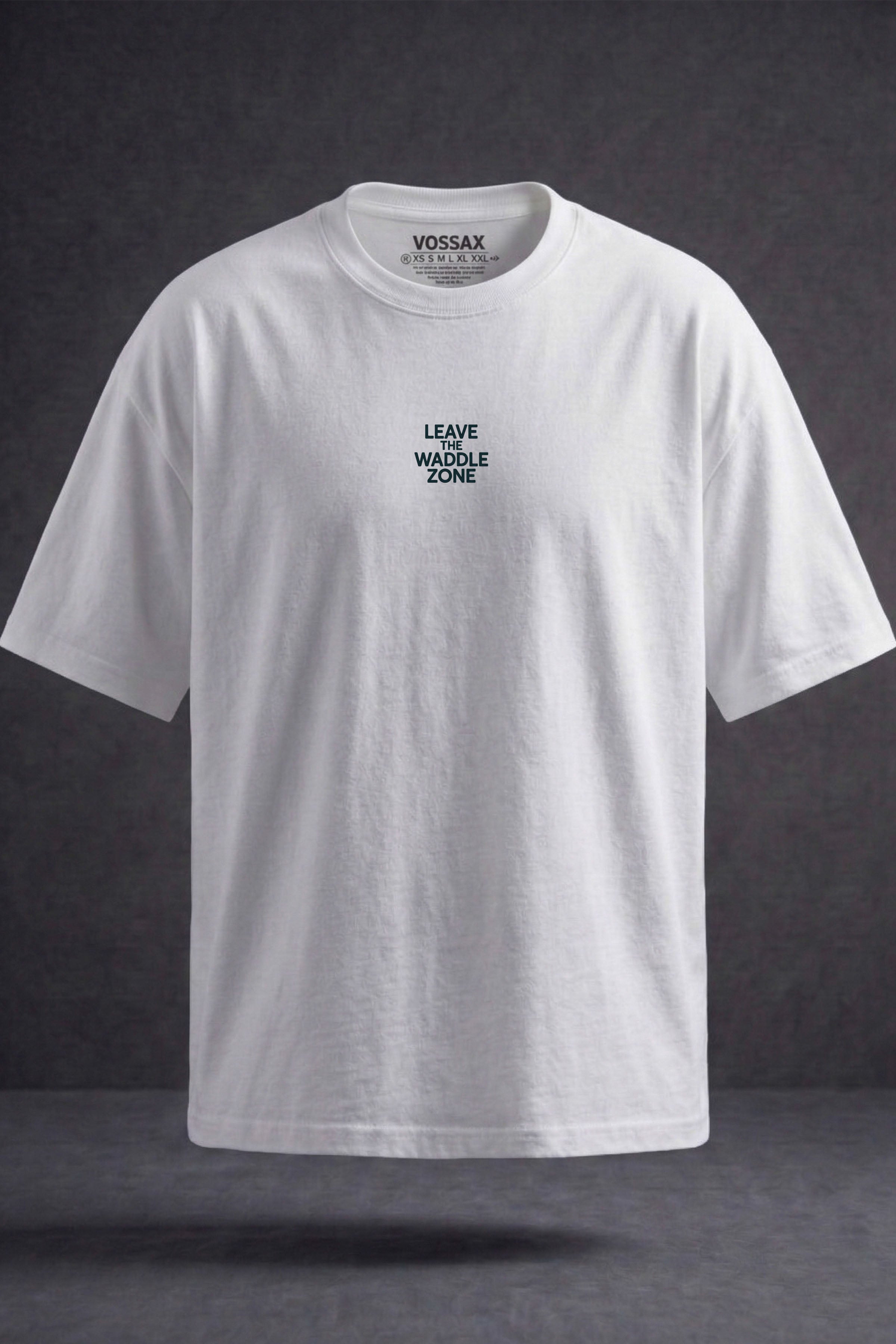 Unisex Beyaz Leave The Waddle Zone Penguen Baskılı %100 Pamuk Oversize Bisiklet Yaka Premium T-shirt