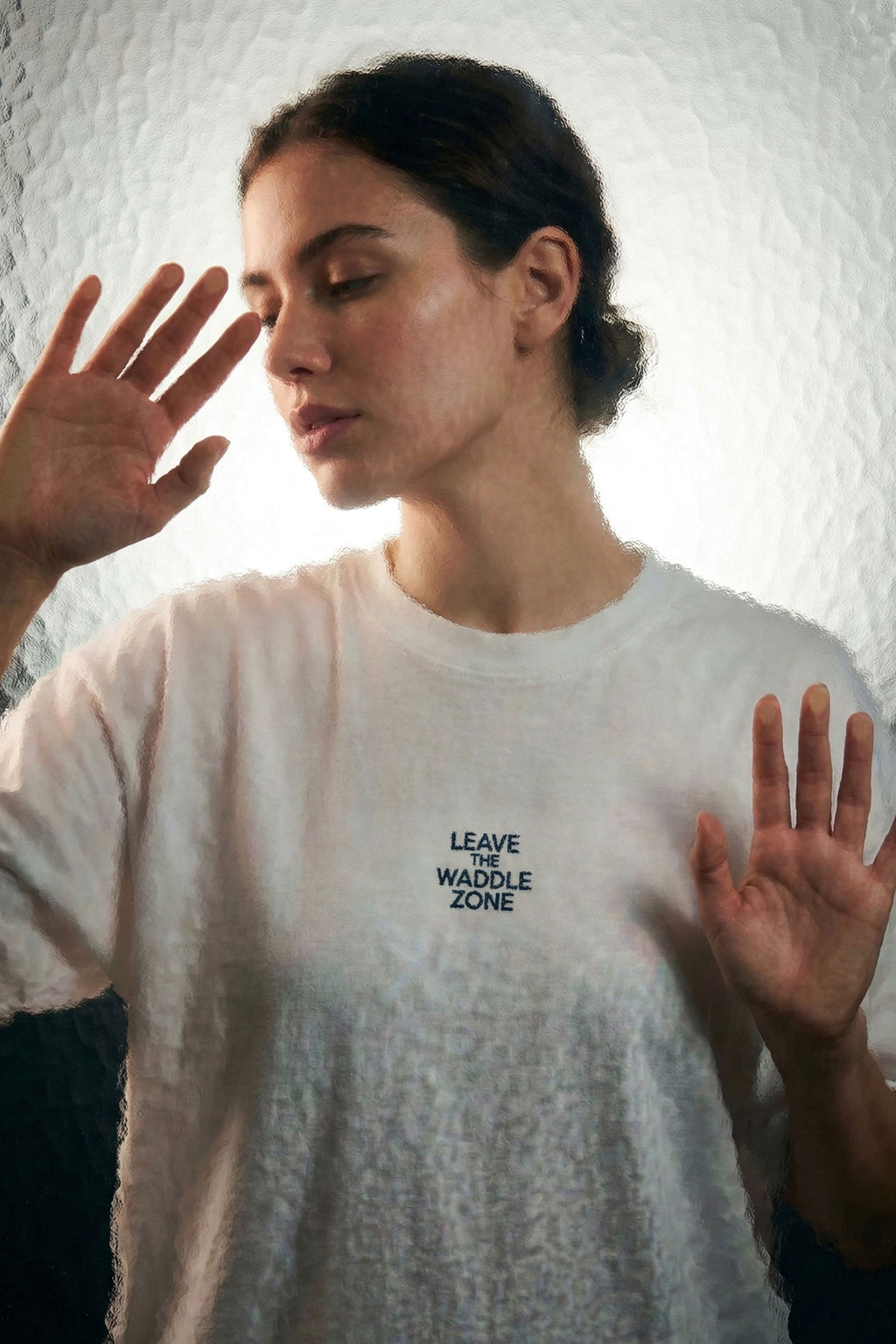 Unisex Beyaz Leave The Waddle Zone Penguen Baskılı %100 Pamuk Oversize Bisiklet Yaka Premium T-shirt